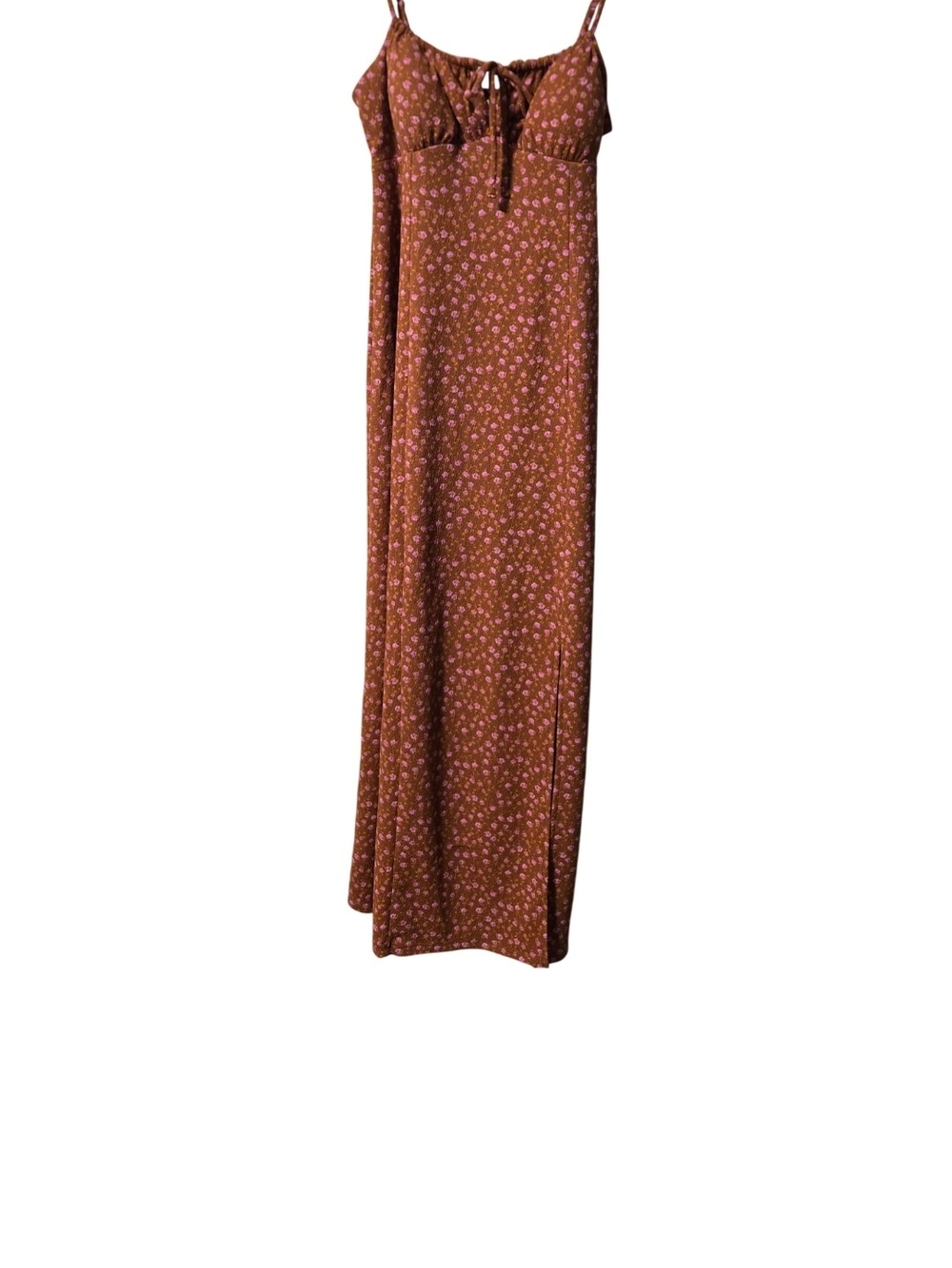 No Boundaries Rust Floral Maxi Slip Skirt